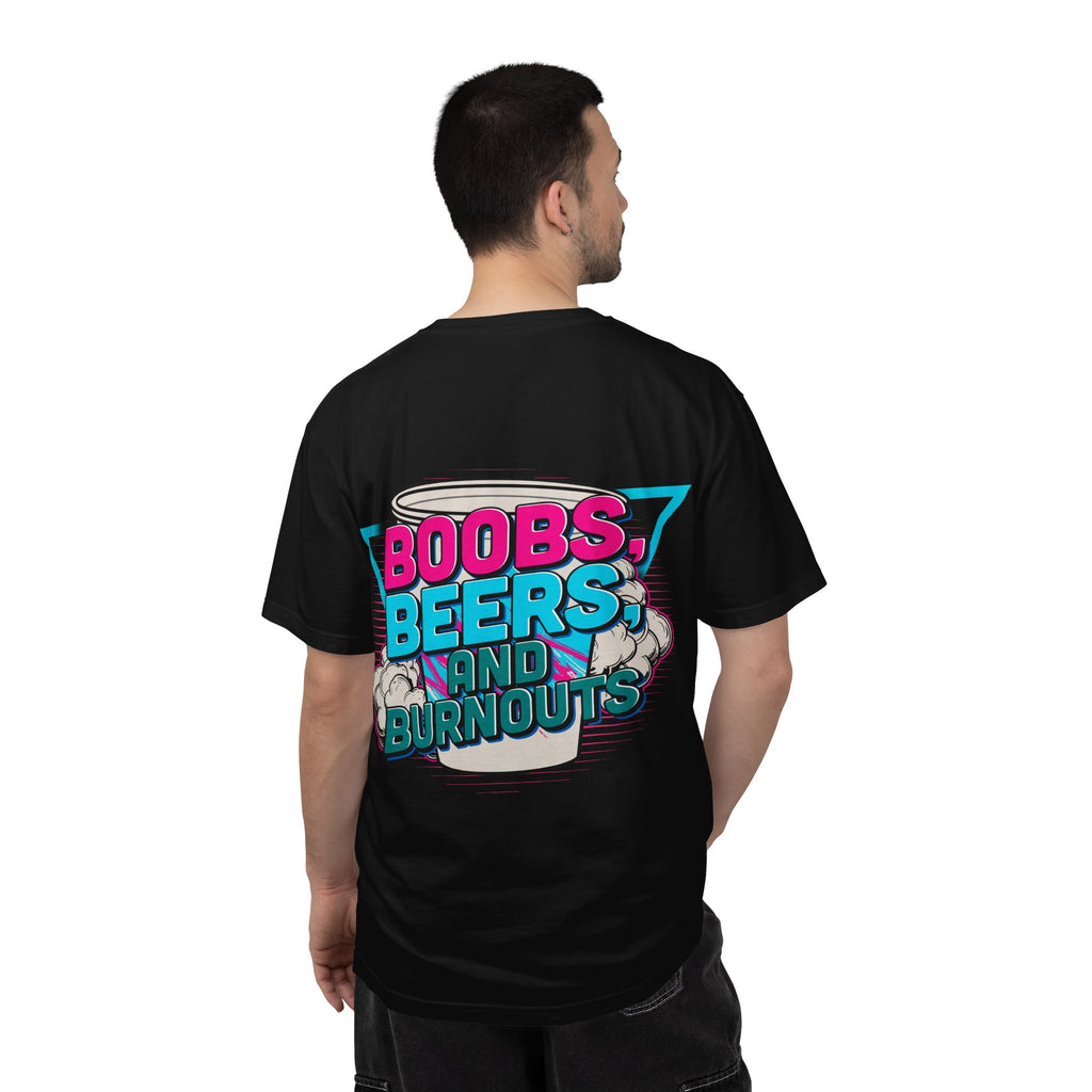 Boobs, Beers & Burnouts Graphic T-Shirt — Retro Neon Car Meet Tee